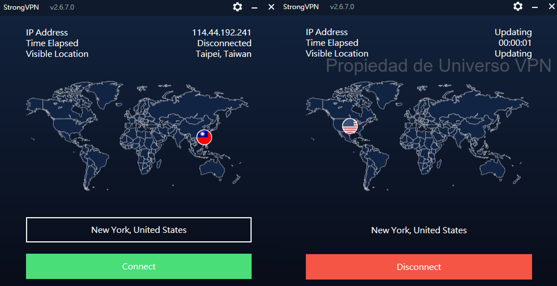 Selección de nodo StrongVPN
