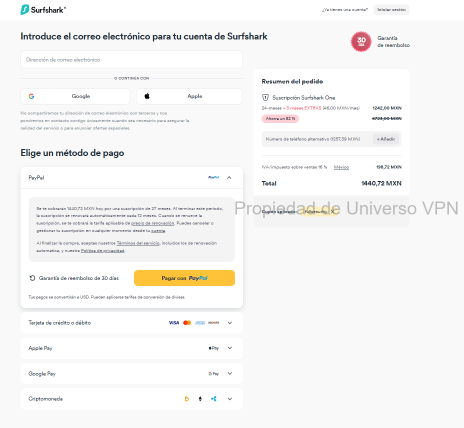 Pago Surfshark